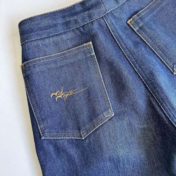 Vintage 70s Vik Vizette Flare Jeans Denim Embroidered Butterflies Blue Size 26 - Picture 7 of 12